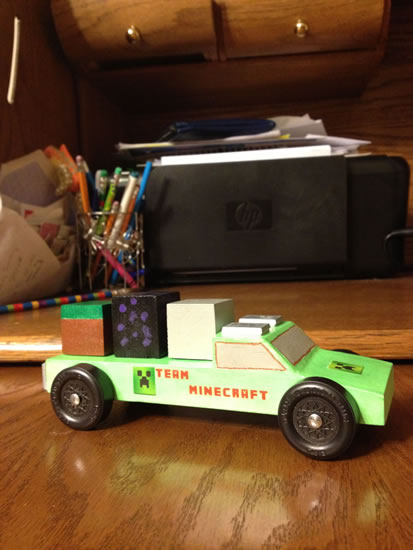 Minecraft pinewood derby car