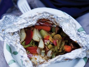 food inside a foil dinner