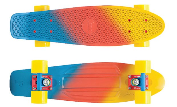 Canary 22" Penny Painted Fade ($120; pennyskateboards.com): This compact board has a plastic deck that's 22" long with aluminum Penny trucks and 59 mm wheels (83a).