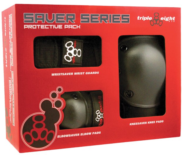 Triple 8 Saver Series 3-Pack Box ($30-$35; triple8.com): Protect yourself with Kneesaver, Wristsaver and Elbowsaver pads made with EVA foam padding and hard polycarbonate coverage caps.