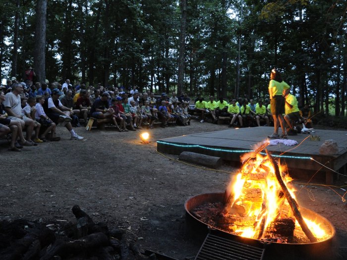 Scouts performing funny campfire skits