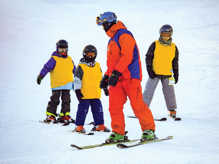 group taking ski lessons